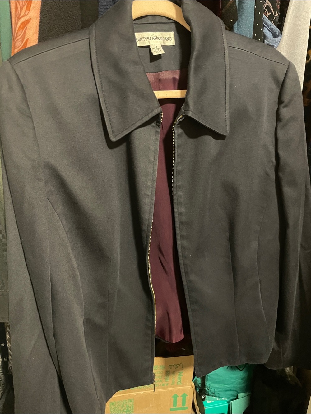 Women’s Navy Blue Zip-Front Jacket Gruppo Americano Business Office Blazer